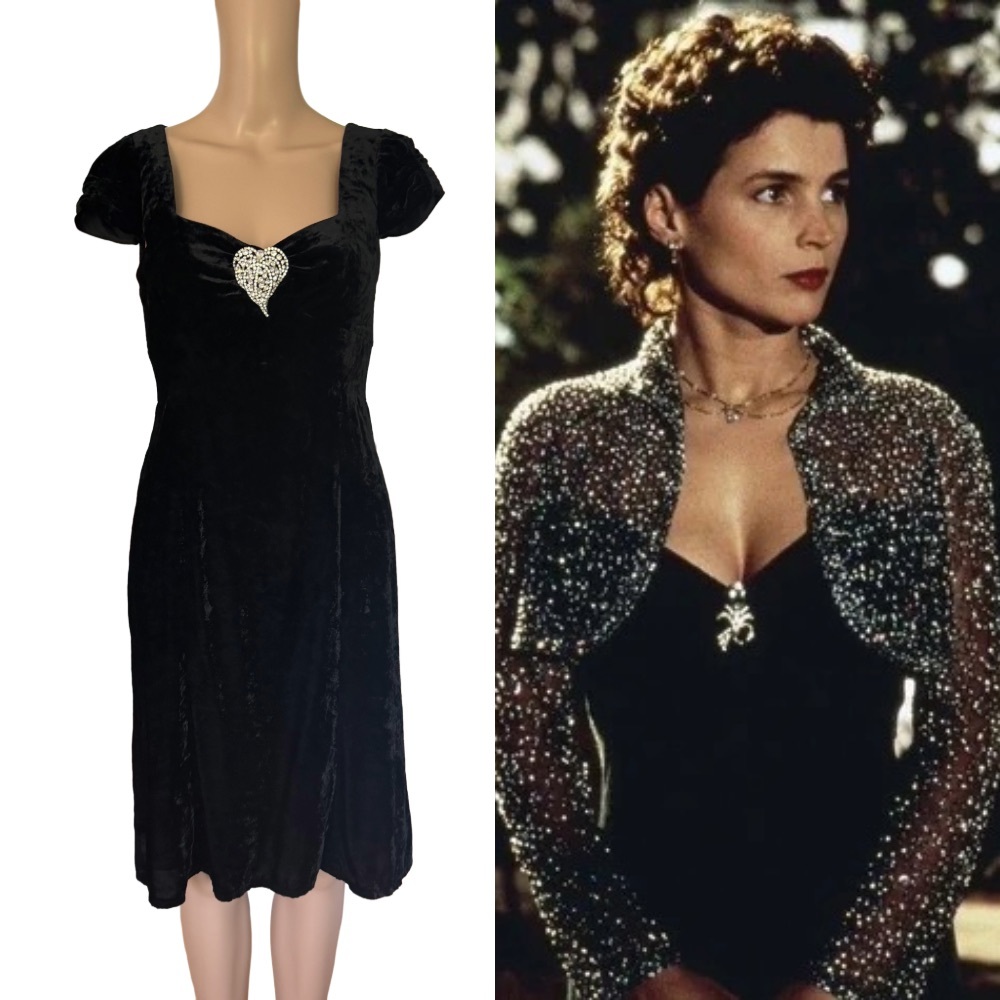 vintage nanette lepore black velvet pinup girl dress cap sleeve sweetheart neck